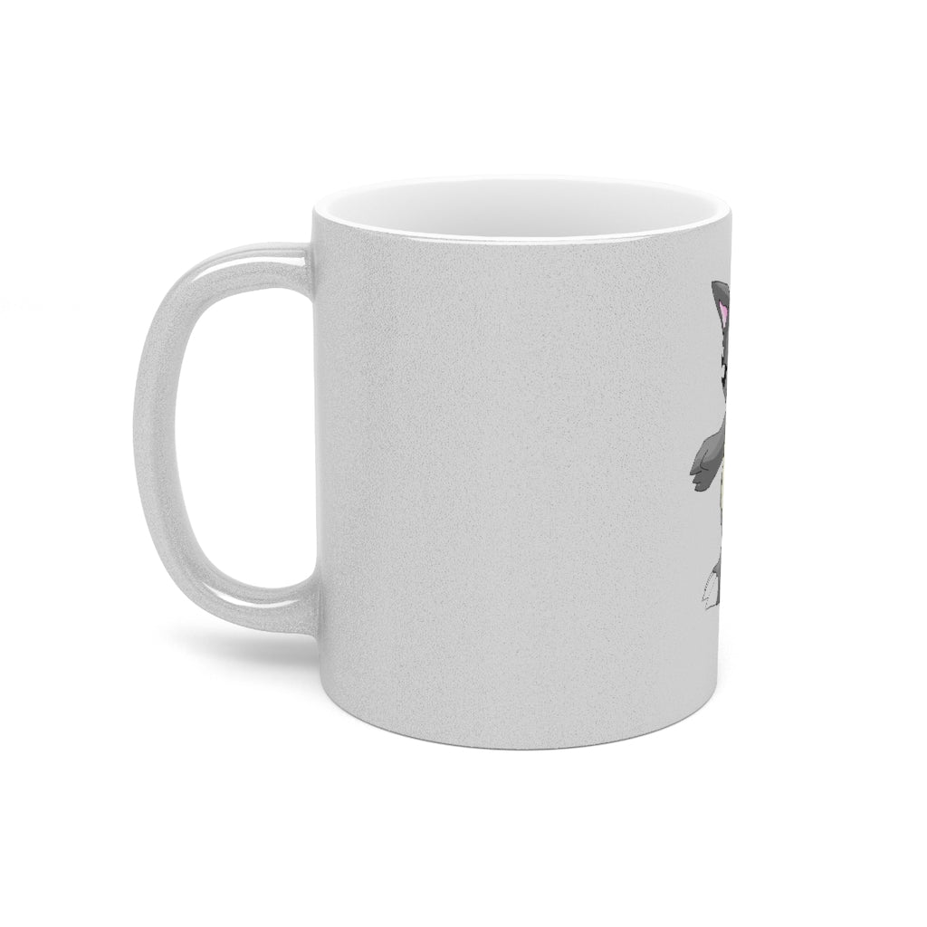 Psycore Metallic Mug in Gold and Silver finishes, showcasing personalized designs and a comfortable C-handle.